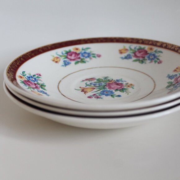[SWINNERTONS] 3-Piece 22k Gold Tudor Rose Bowls/Saucers (Staffordshire, England) - Picture 9 of 14